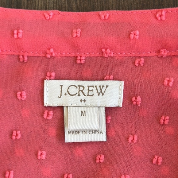 J. Crew Sheer Coral Swiss Dot Buttoned Blouse - Picture 7 of 11